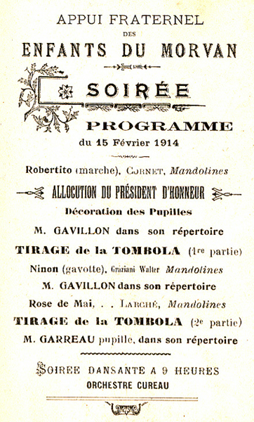 Programme de la soirée du 15 févier 1914 Procès-verbal